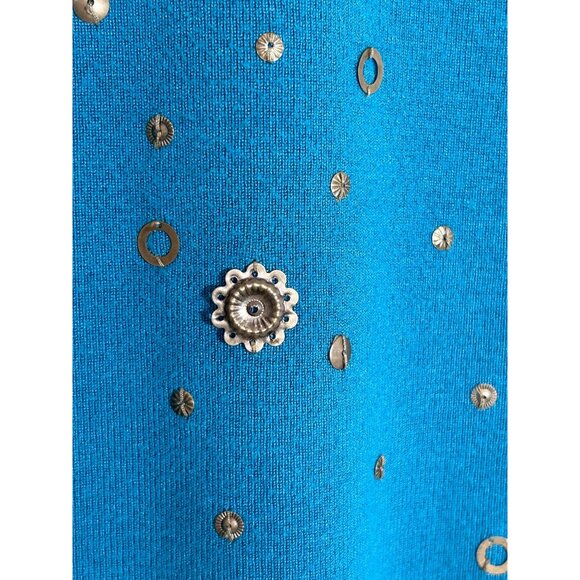 Ruby Rd. Women's Scoop Neck Embellished Sleeveless Stretch Top in Blue - Sz L - Picture 3 of 6